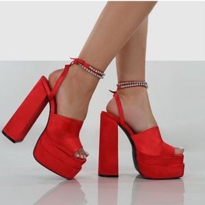 Public desire red platform heels